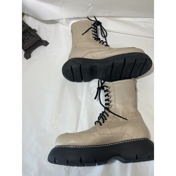 Topshop Ava Women BOOTS Platform Combat Leather size 10.5 $180 - Picture 8 of 12